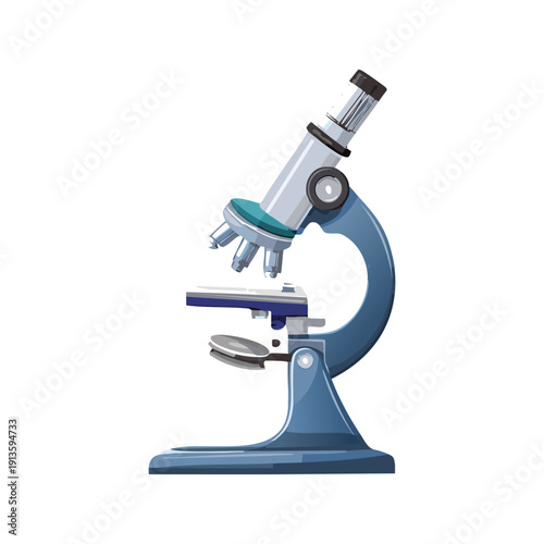 Scientific optical microscope isolated on a white background for medical research and laboratory experiments in biology and chemistry