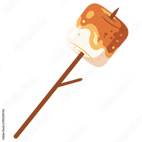 Delicious toasted marshmallow on a stick