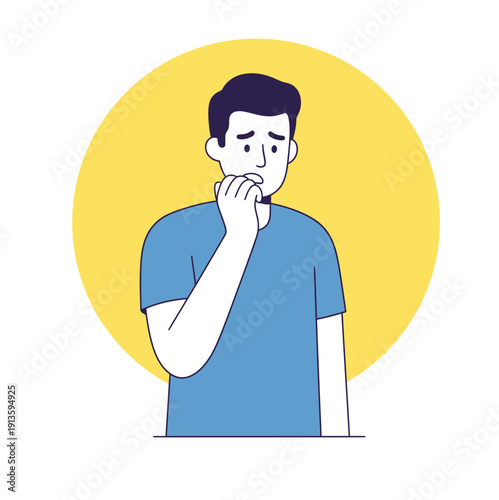 Stress and mental anxiety concept. A person feeling nervous, scared, or guilty. Ideal for healthcare, psychological therapy, and emotional health content.