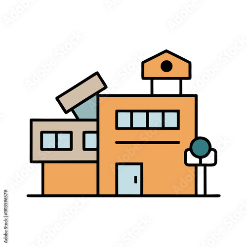 Vector illustration of a damaged house