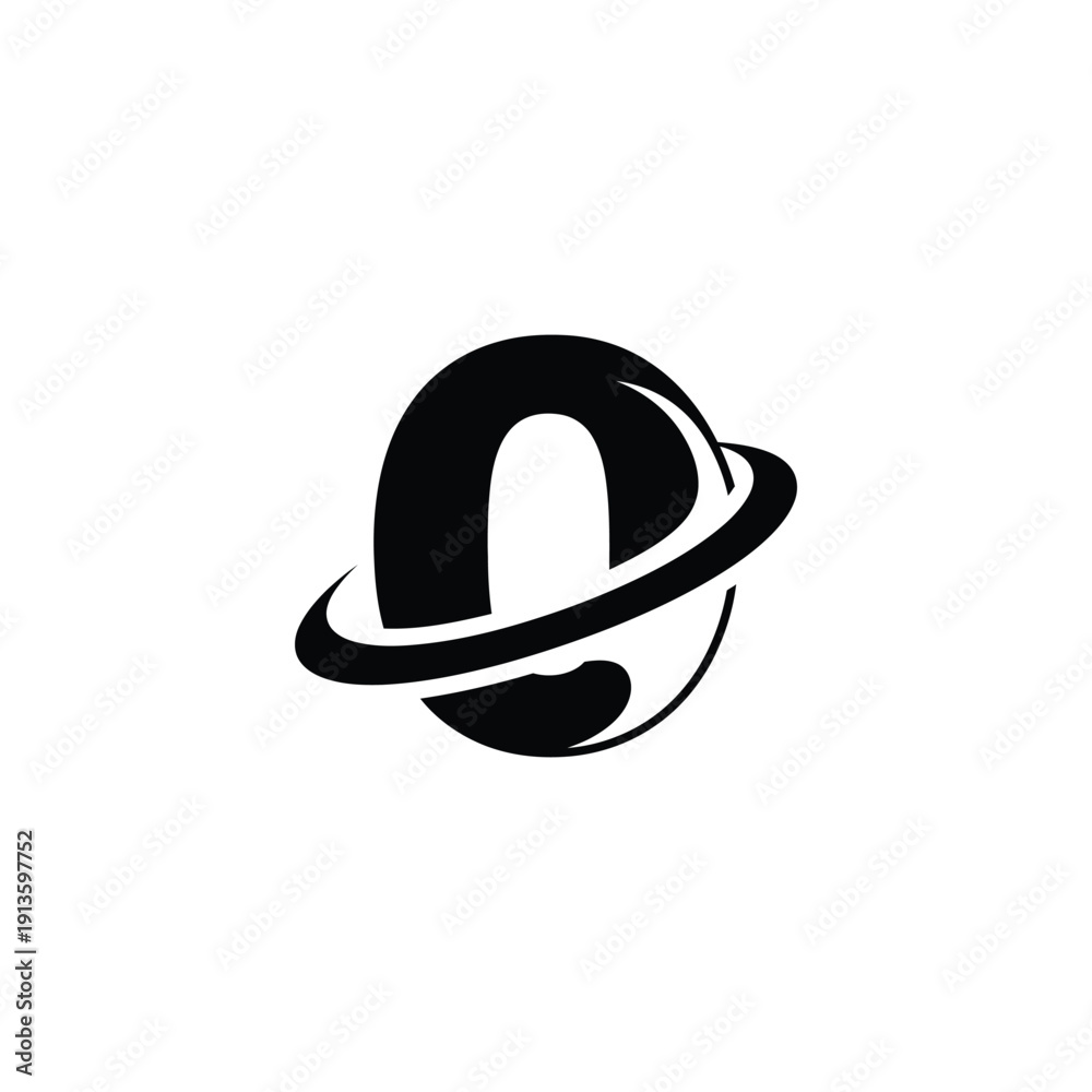Fototapeta premium A stylized planet with ring orbiting in space