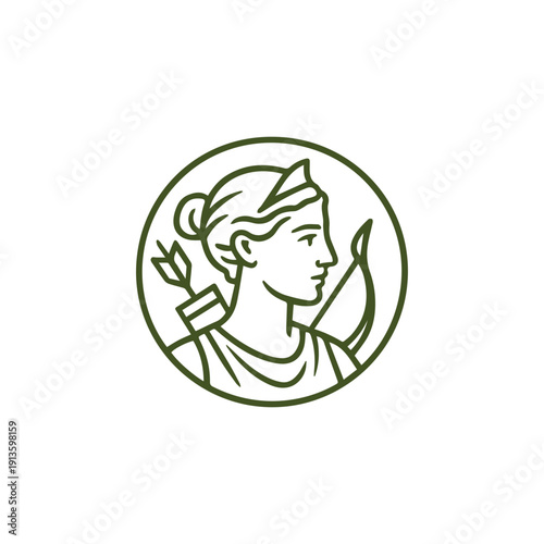Artemis Archer Olympian Goddess Logo