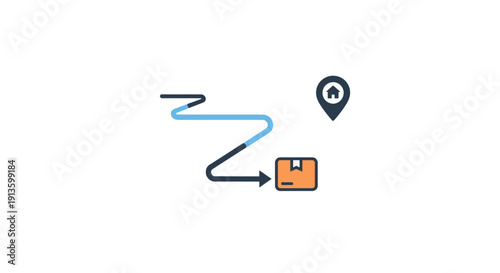 Logistics Delivery Route Package Tracking Icon.