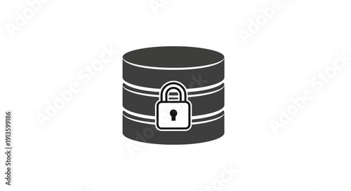 Locked Database Icon with Padlock Symbol.