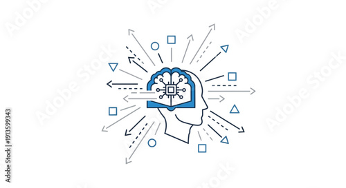 Human Head with Gears and Arrows.