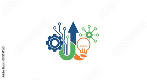 Innovation Logo with Gear and Lightbulb.