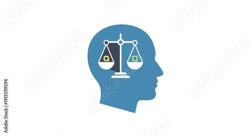 Justice law balance in head.