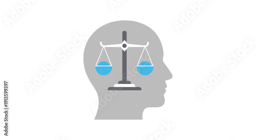 Justice scale in human head profile.