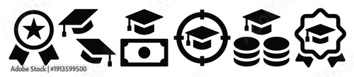 simple set of graduation related vector solid icons