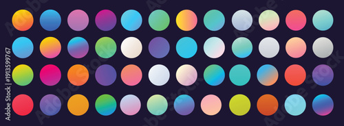  trendy soft color vector round gradient set with modern
