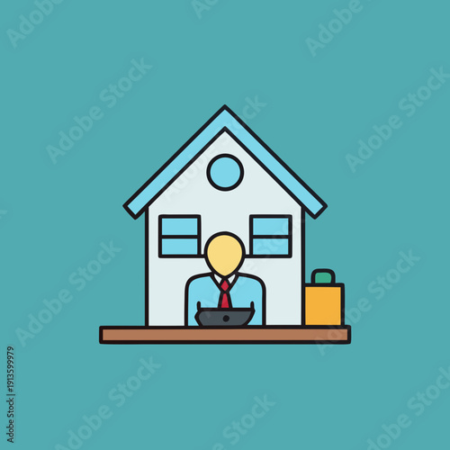 Vector illustration of businessman working from home