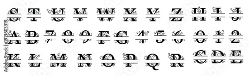 monogram split font alphabet letters and numbers typography