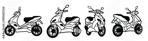 motorcycle illustration line art