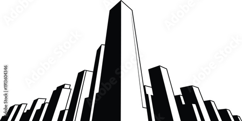 Tall skyscraper buildings abstract perspective view modern architecture cityscape graphic