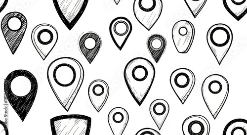 Map Location Pointers Seamless Pattern Drawing Vector Graphics Background