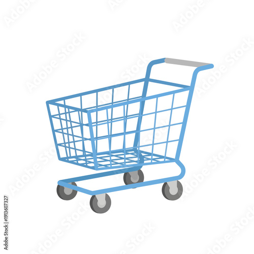 Blue Shopping Cart Illustration Isolated on White Background for Retail and Ramadan Sale Promotion