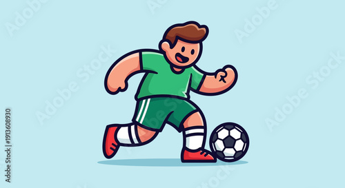 Cartoon Soccer Player Kicking Ball.