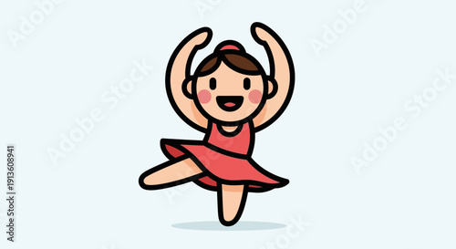 Little Girl Dancing Cartoon Style.