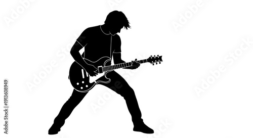 Silhouette of Musician Playing Electric Guitar.