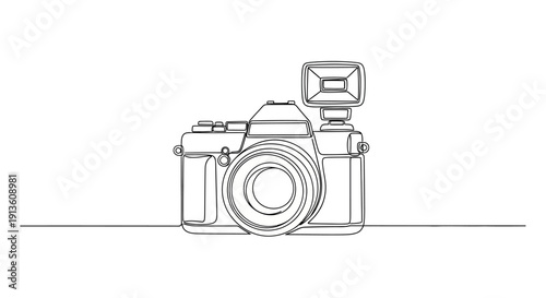 Digital Camera Illustration on White Background