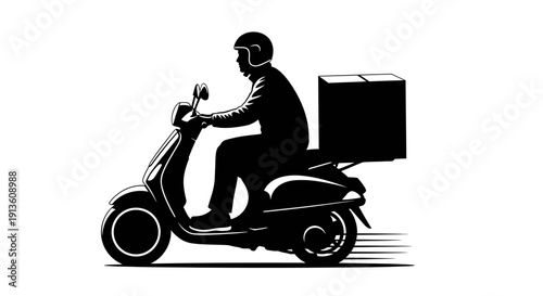 Man Riding Delivery Motor Scooter.