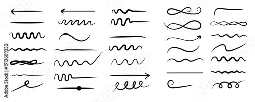  collection of hand drawn brush strokes and textured 