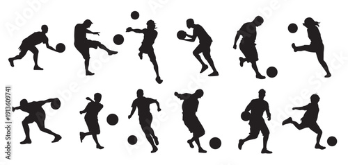 kickball players silhouette vector 