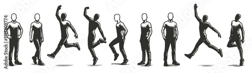 man in motion jumping poses sketches