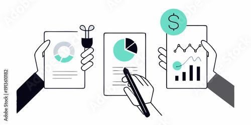 Financial data analysis shown on mobile devices with a dollar sign