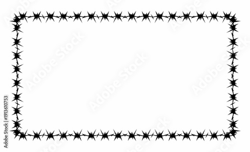 Barbed wire rectangle border frame, Vector design black colours Y2k art style