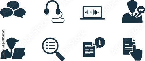 A collection of communication and information technology icons for various business and user interaction needs