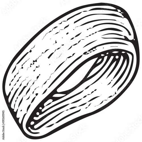 Medieval Leather Strap Illustration – Vintage Belt Roll Engraving Line Art