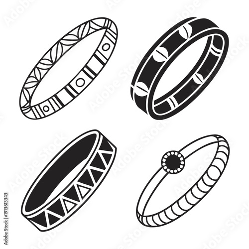 Four different designs of bracelets are shown