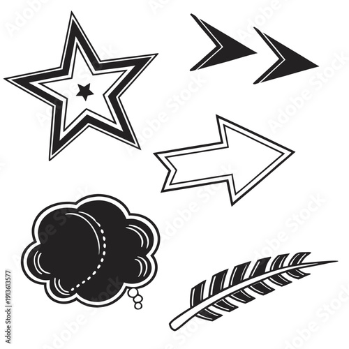 A collection of black and white clip art images