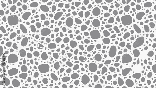 Abstract Gray Pebble Pattern on White Background, Repeating Organic Shapes