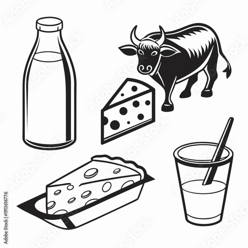 Dairy products and a cow