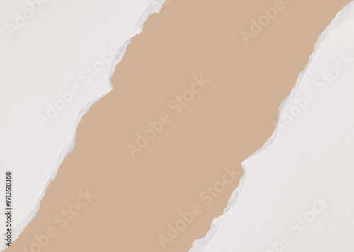 Torn White Paper Edges on Beige Background
