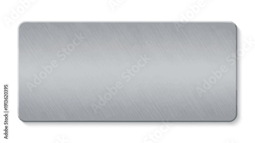Rectangular Silver Metal Plate with Rounded Corners and Textured Surface