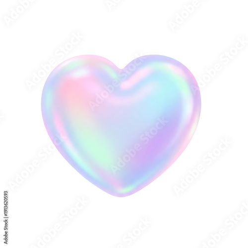 パステルに輝くミニマルなホログラムハートアイコン.