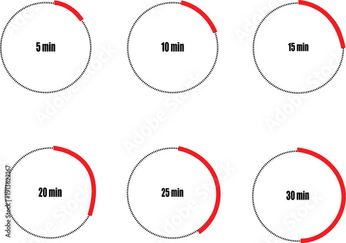 Stopwatch speed, timing illustration competition,showing different time intervals.