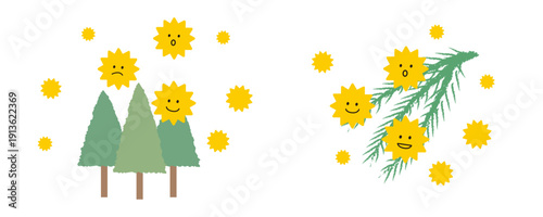 杉の花粉キャラクターイラスト
