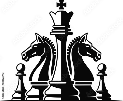 Royal Chess King and Knights Crest