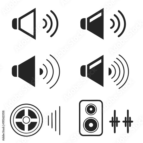 A collection of audio and sound icons