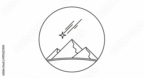 Mountain Landscape with Meteor Shower.