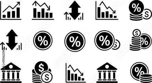 Financial growth statistics banking investment icons