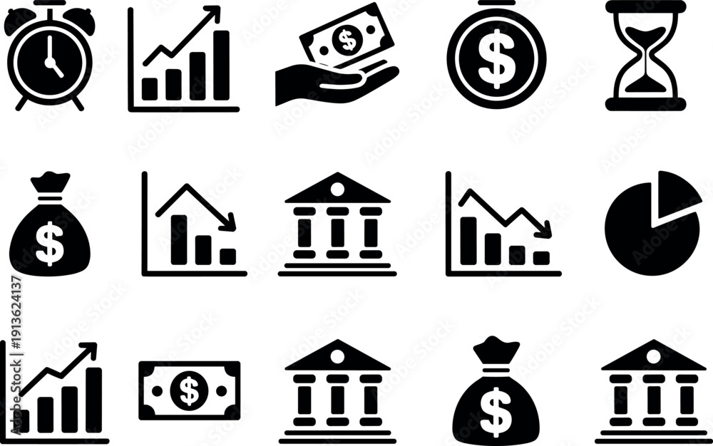 Fototapeta premium Financial banking icons money management business growth