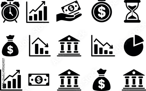 Financial banking icons money management business growth