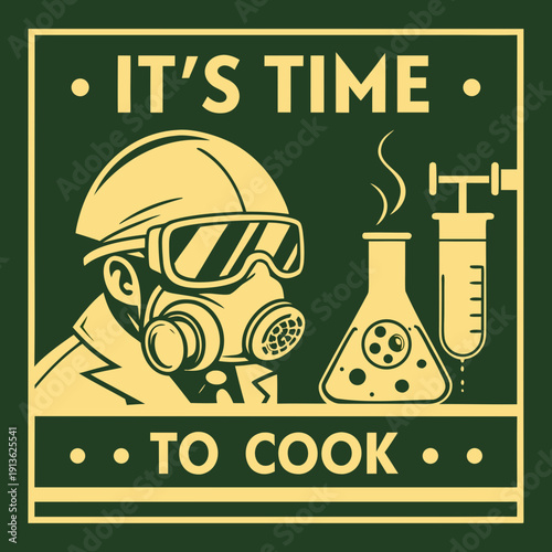 Εκτύπωση καμβά Vintage Science Skull Poster with Gas Mask Vector Illustration Breaking bad (Hei