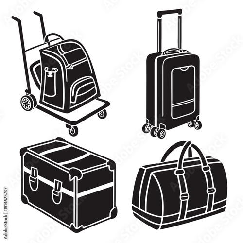 A collection of travel luggage and bags