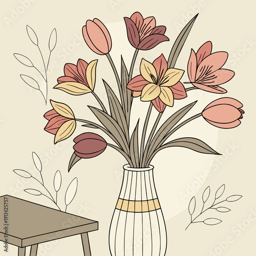 A vase of flowers sitting on a table